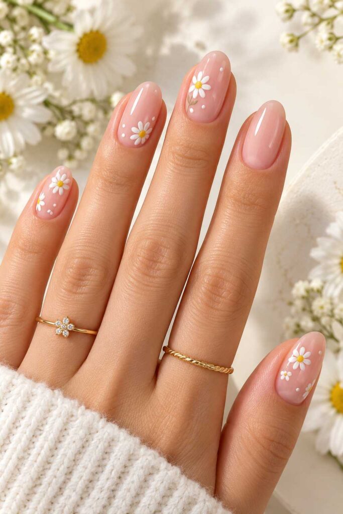 White Daisy Nails