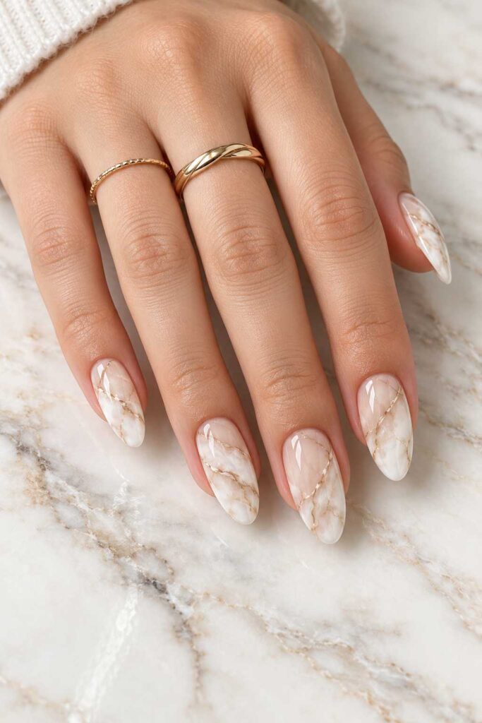 White Marble Nails