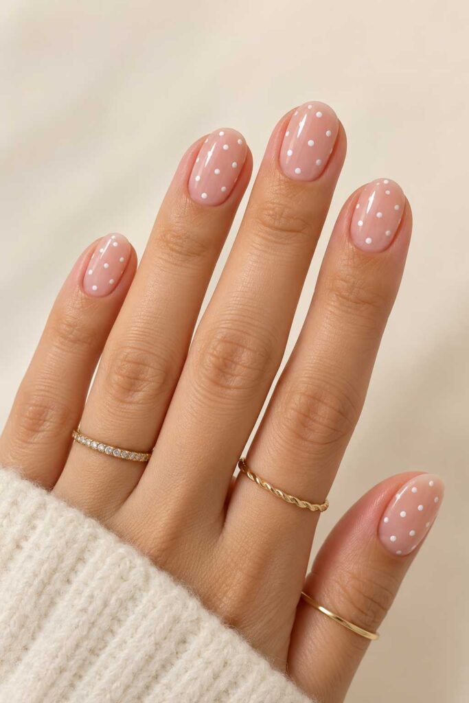 White Polka Dot Nails