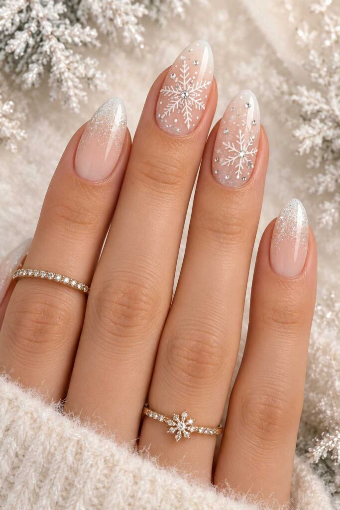 White Snowflake Nails