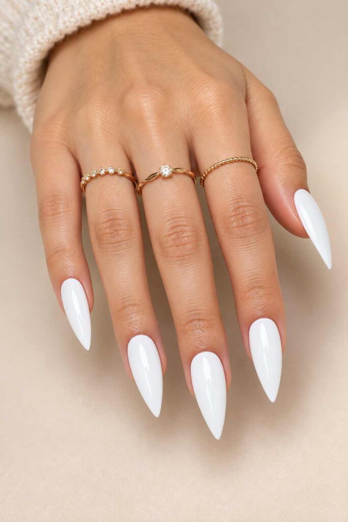 White Stiletto Nails